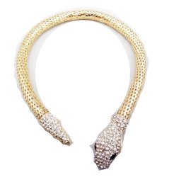 Chunky Gold/Silver Tone Full Rhinestone Choker Snake Collar Necklace(WP-F90)