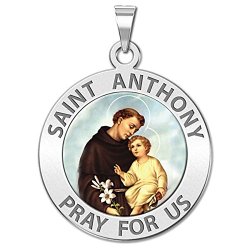 Custom Engraved Saint Anthony Religious Medal Color 10K And14K Yellow or White Gold, or Sterling Silver