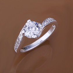 CY-Buity Korean Style 925 Sliver Plated Forever Love White Zircon Shining Finger Ring 7 Size