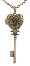 DaisyJewel Victorian Romance Key to My Heart Locket Pendant Necklace