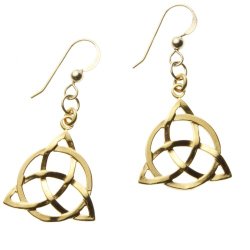 Delicate Triquetra Trinity Knot Gold-dipped Earrings on French Hooks