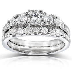 Diamond Engagement Ring and Wedding Band Set 1 carat (ctw) in 14k White Gold