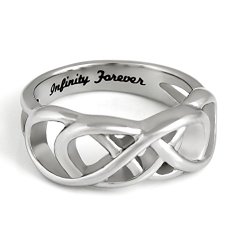 Double Infinity Ring – Promise Ring Engraved on Inside with – Infinity Forever, Ring Sizes 6 to 9