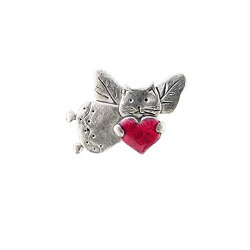 Enamel Cat Angel Red Heart Lapel Pin by The Magic Zoo