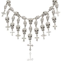 EVBEA® Gothic Layered Skull Cross Collar Necklace Chunky Statement Crystal Necklaces for Women