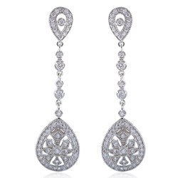 EVER FAITH Bridal Art Deco Classical Gatsby Inspired Pave Cubic Zirconia Chandelier Earrings