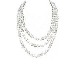 Fun/Flirty White Faux Pearl 60″ Necklace with 10mm Pearls – Bridesmaid Jewelry
