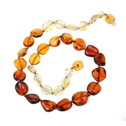 Genuine Baltic Amber Teething Necklace for Baby – Olive-shape Multi Color Beads