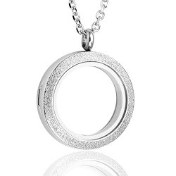 JOVIVI® 25mm Floating Charm Memory Locket Necklace – 316 Surgical Polished Stainless Steel