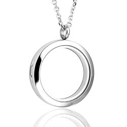 JOVIVI® 30mm Living Floating Charm Memory Locket Necklace – 316 Surgical Stainless Steel Secure Magnetic Closure