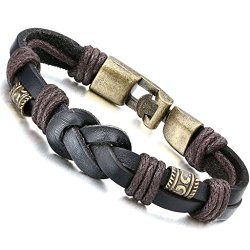 Jstyle Jewelry Braided Leather Bracelets for Men Rope Bracelet Wrapped