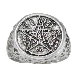 Large Sterling Silver Tetragrammaton Ceremonial Magic Ring Wiccan Pagan Jewelry (sz 4-15)
