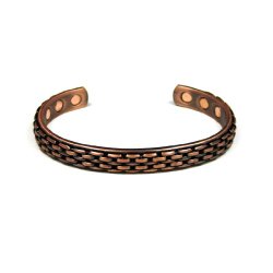 Men’s Magnetic Copper Golf Bangle Cuff Bracelet Basket Weave