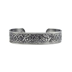 Men’s Silver Phoenix Magnetic Therapy Celtic Copper Cuff Bracelet