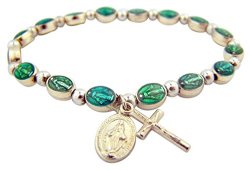 Miraculous Medal Prayer Beads on 6 Inch Stretch Rosary Bracelet