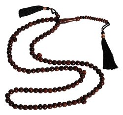 NEW Beautiful Dark Brown Dense Tamarind Wood Tijani Tariqah Tasbih Prayer Beads w/ Copper on Black Tassel