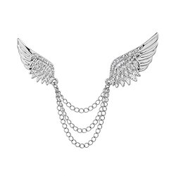 OKAJEWELRY Silver Tone Angel Wings Blouse Shirt Collar Tips Collar Brooch Pin