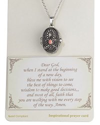 Pink Ribbon with Prayer Scroll inside Locket 18″ Textured Necklace by Jewelry Nexus