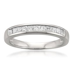 Platinum Princess-cut Diamond Bridal Wedding Band Ring (1/2 cttw, I-J, I1-I2)