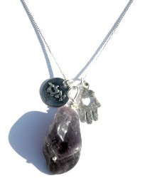 Protection Kabbalah ALD Amulet Unisex Necklace with Natural Amethyst