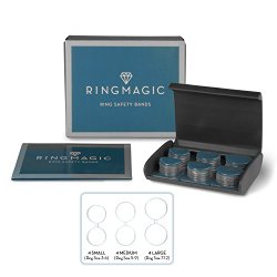 Ring Resizer, Ring Magic Ring Safety Bands, 12 Pack Assorted (4 Sm, 4 Med, 4 Lrg) with Compact Case