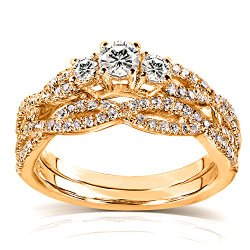 Round Diamond Braided Bridal Set 1/2 Carat (ctw) in 14k Yellow Gold