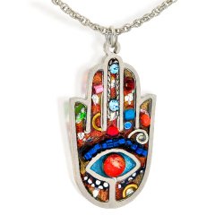 Seeka Vibrant Hamsa Necklace to Protect from the Evil Eye, Curated and sold by The Artazia Collection N2412M
