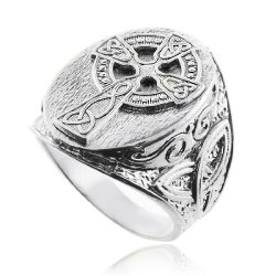 Silver Celtic Cross Trinity Knot Ring
