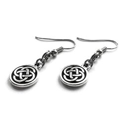 Silver Celtic Knot Earrings Hypoallergenic Stainless Steel French Hook Wires