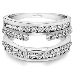 Silver Combination Cathedral and Classic Ring Guard with Diamonds (0.49 ct. twt.)