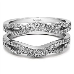 Silver Double Infinity Wedding Ring Guard Enhancer with Diamonds (0.49 ct. twt.)