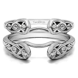 Silver Infinity Celtic Ring Guard Enhancer with Diamonds (0.24 ct. twt.)