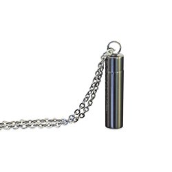 Silver Modern Prayer Capsule Cremation Ashes Memorial Urn Stash Vial Pendant Necklace – Stainless Steel
