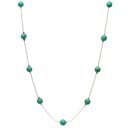 Simulated Turquoise Stone Illusion Station Sterling Silver Chain Necklace
