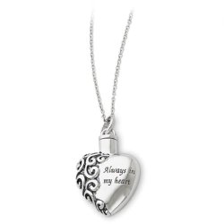 Sterling Silver 925 Heart Shaped Always in My Heart Ash Holder Necklace with 18″ Chain
