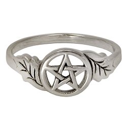 Sterling Silver Oak Leaf Pentacle Ring for Men or Women (sz 4-15)
