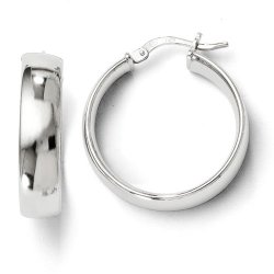 Sterling Silver Polished 5.9mm x 24mm Hinged Hoop Earrings by Leslies