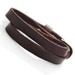 Stunning Dark Brown Leather Wrap Around Bracelet for Him and Her, Unisex (Resizable)