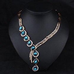 SunIfSnow Fashion Tilt One Line Green Crystal Diamond Necklace