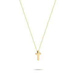 Tiny Gold Tone Cross Necklace Gold Tone Small Christian Necklace, Dainty Necklace Tiny Cross Charm