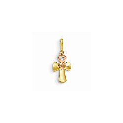 Top 10 Jewelry Gift 14k Yellow and Rose Gold CZ Children’s Cross Heart Pendant