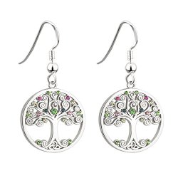 Tree of Life Earrings from Ireland Rhodium Plated