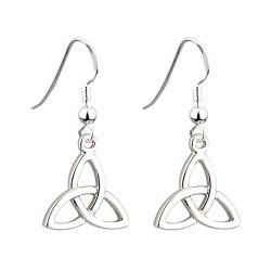 Trinity Knot Drop Earrings Rhodium Plated Made in Ireland