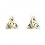 Trinity Knot Earrings Emerald & 14K White Gold Studs