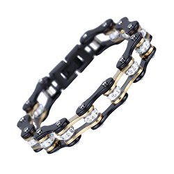 URs Stainless Steel Bike Chain Bracelet Two Tone Link with Clasp