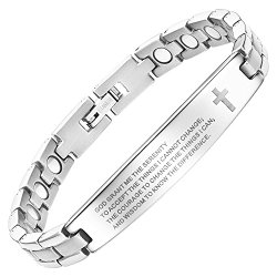 Willis Judd New Ladies Two Tone Titanium Bracelet Engraved with The Serenity Prayer with Gift Box and Link Removal Tool
