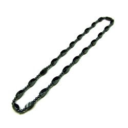 Women’s Magnetic Hematite Necklace W Twist Beads A, 20″