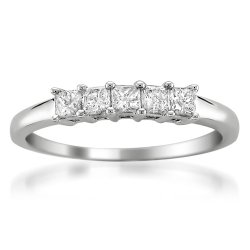 14k White Gold Princess-cut Diamond Bridal Wedding Band Ring (1/2 cttw, H-I, I2-I3)