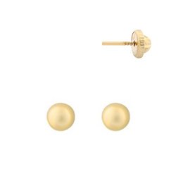 18K Gold Screwback Earrings Stud with Ball 4mm