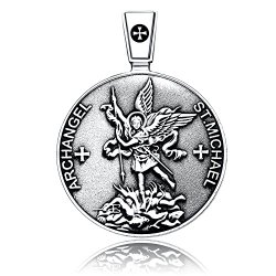 ARCHANGEL ST.MICHAEL SEAL PROTECTION MEDAL CHRISTIAN TALISMAN STERLING 925 SILVER PENDANT NECKLACE